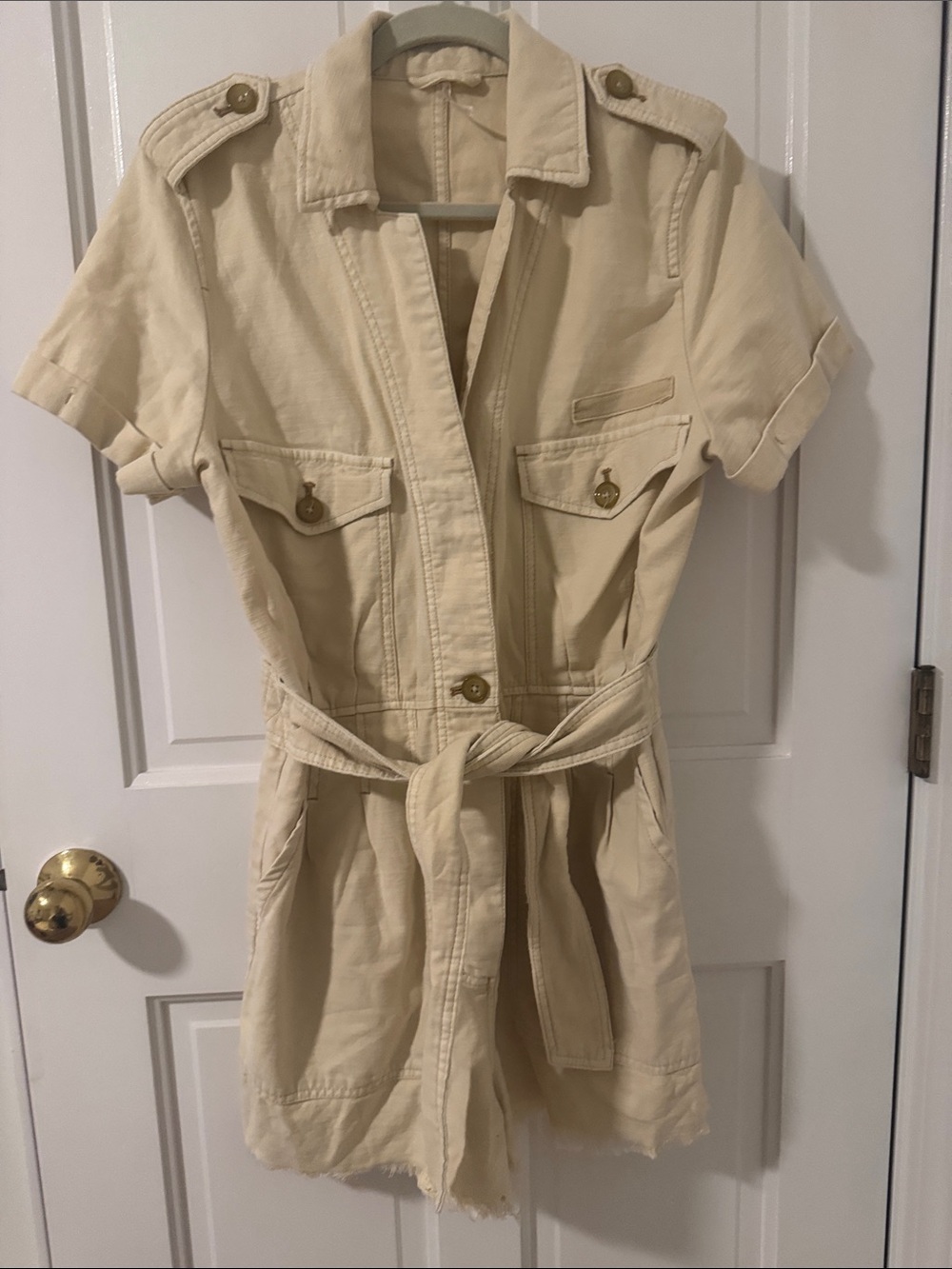 NWOT Free People Cream Utility One-Piece Romper with Belt